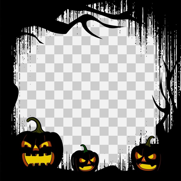 Vetor modelo de moldura de halloween com abóboras assustadoras