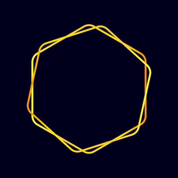 Modelo de moldura de ouro de luxo hexágono isolado em fundo azul escuro Ilustração vetorial