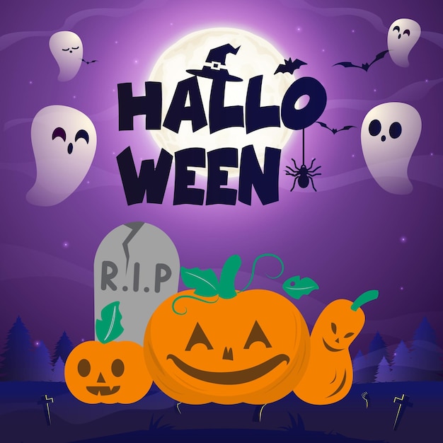 Modelo de moldura plana de Halloween desenhada à mão