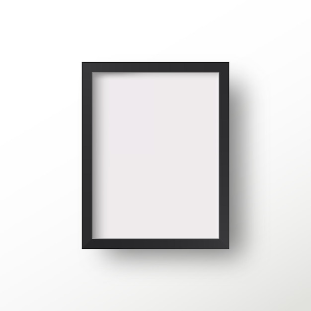 Modelo de moldura preta com sombra em branco retangular vertical
