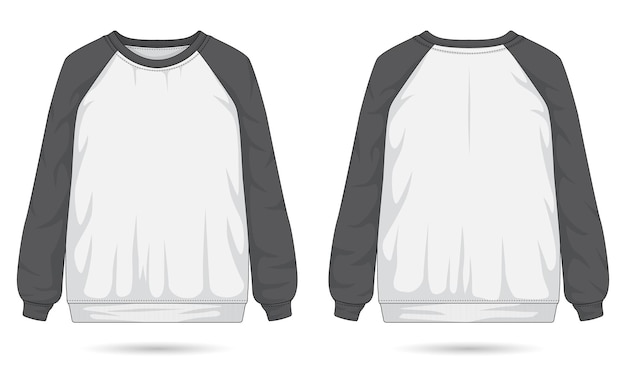 Modelo de moletom manga raglan vista frontal e traseira