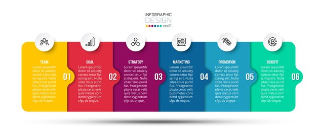 Modelo de negócio de infográfico com design de etapa ou opção.