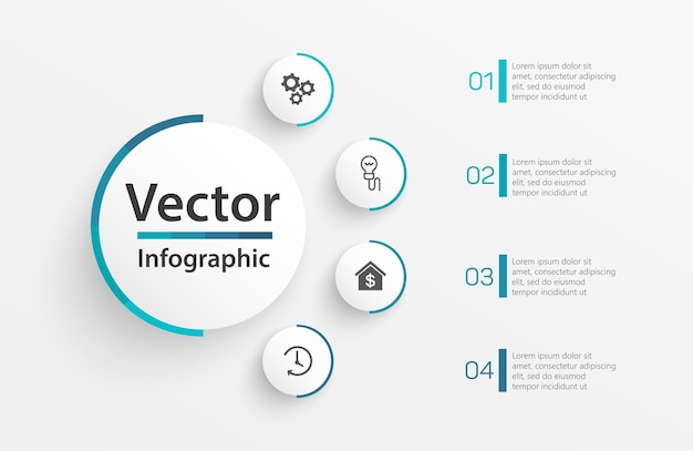 Modelo de negócio infográfico com 4 opções