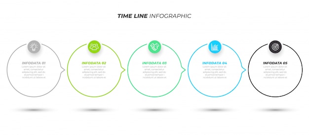 Modelo de negócio infográfico com 5 etapas