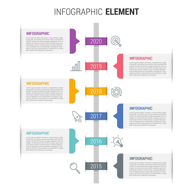 Modelo de negócio infográfico com ícones e números 6 opções ou etapas