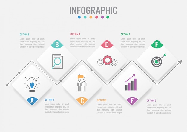 Modelo de negócio infográfico com opções