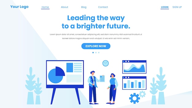 Modelo de negócios da empresa de página de destino no conceito de ilustração vetorial de design plano