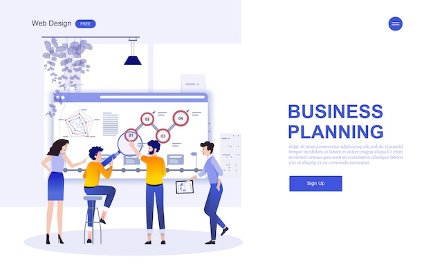 Vetor modelo de negócios da web para marketing, análise e trabalho em equipe