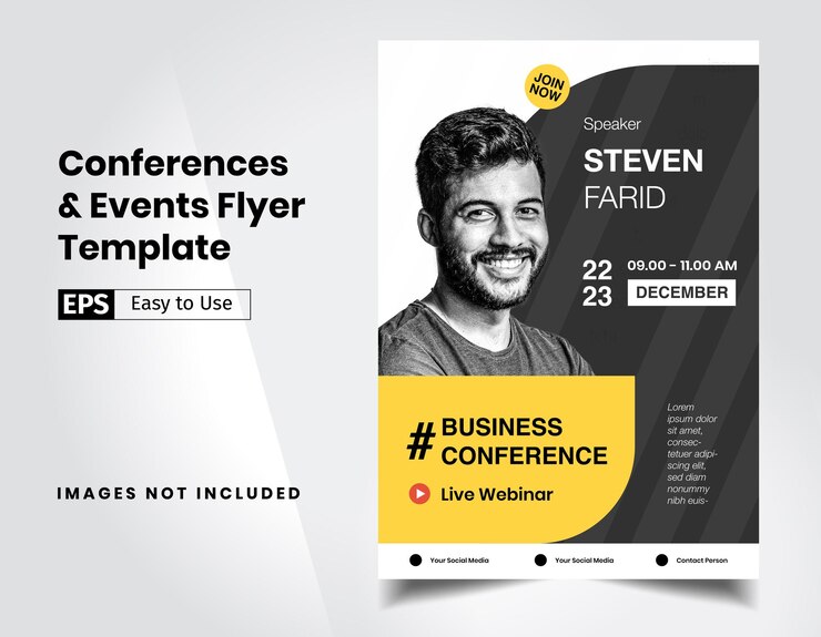 Vetor modelo de negócios de eventos para flyer de conferências