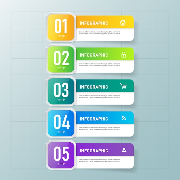 Modelo de negócios infográfico cinco quatro etapas