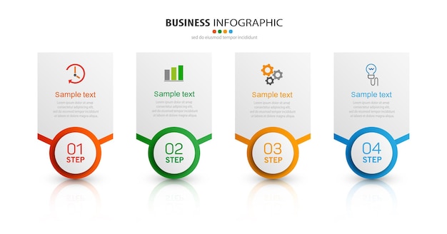 Modelo de negócios infográfico com 4 etapas