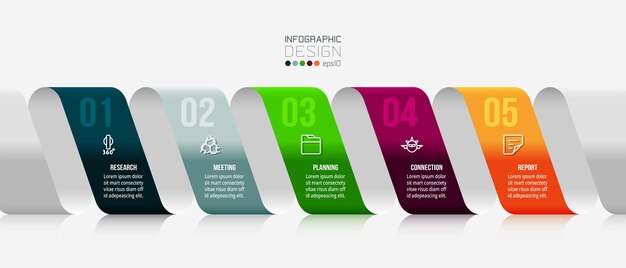 Modelo de negócios infográfico com design de etapa ou opção