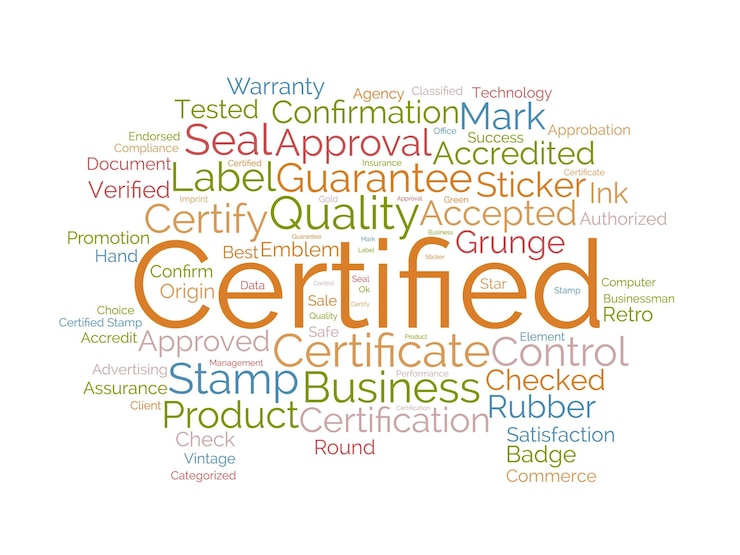 Vetor modelo de nuvem de palavras certificado garantia de aprovação conceito vetor tagcloud fundo