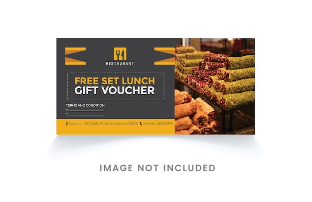 Vetor modelo de oferta de desconto especial de voucher de presente para restaurantes