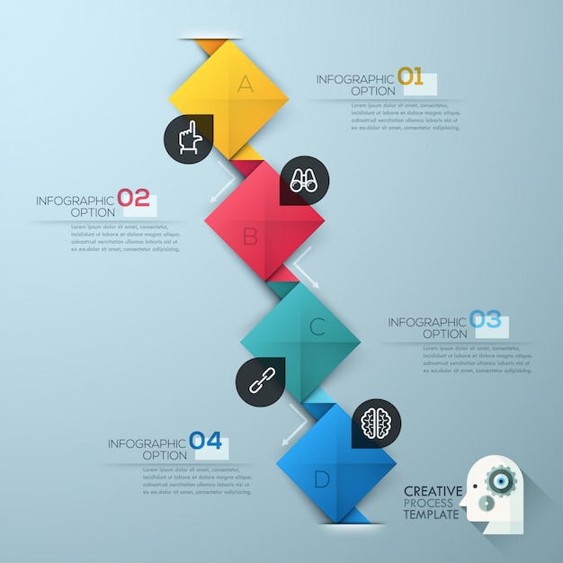 Modelo de opções de estilo de origami empresarial moderno passo