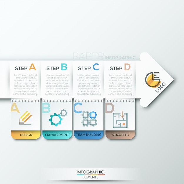 Modelo de opções de infografia moderna com setas de papel