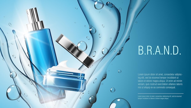 Modelo de pacote de frasco de spray de produto cosmético realista 3D e frasco de creme