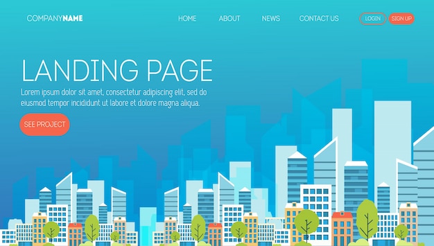 Modelo de página da web empresa de construção. Página de destino de um site sobre negócios imobiliários