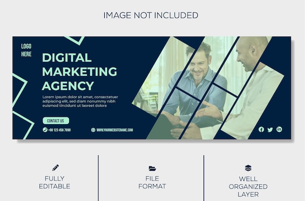 Modelo de página de capa do facebook de marketing digital