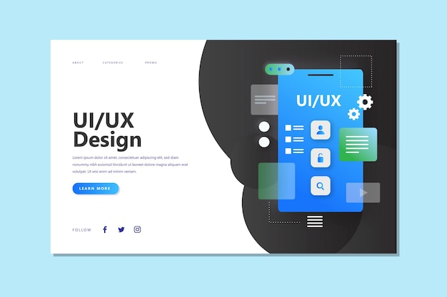 Modelo de página de chegada de gradiente uiux