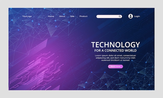 Modelo de página de chegada de tecnologia futurista gradiente