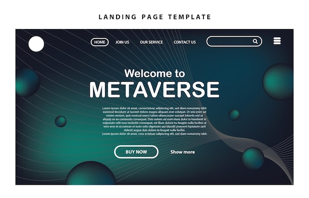 Vetor modelo de página de destino apresentação do site marketing digital design plano evento de inicialização metaverso