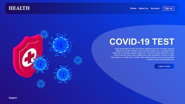 Modelo de página de destino com cientistas ou pesquisadores de laboratório monitorando a disseminação do vírus covid19
