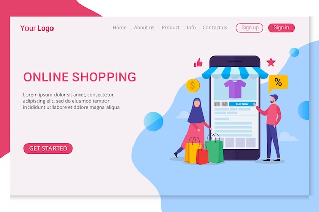 Modelo de página de destino de compras on-line