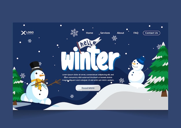 Modelo de página de destino de festa de inverno de grande oferta de venda gradiente