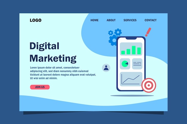 Modelo de página de destino de marketing digital