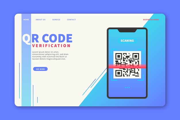 Modelo de página de destino de verificação de código qr