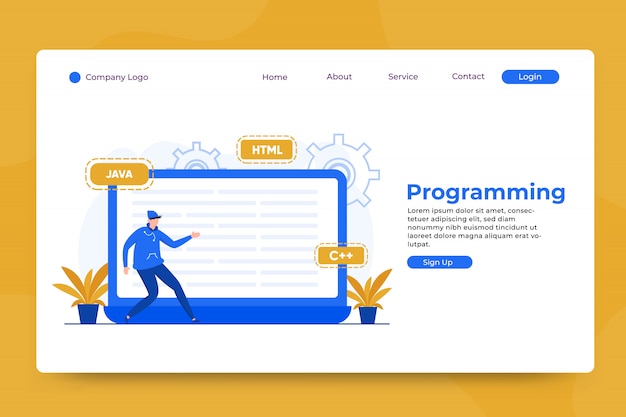 modelo de página de destino do conceito de programação