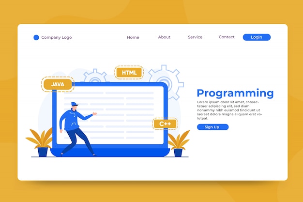Modelo de página de destino do conceito de programação