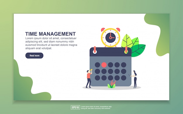Modelo de página de destino do gerenciamento de tempo. conceito moderno design plano de design de página da web para o site e site móvel.