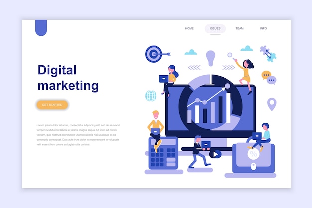 Modelo de página de destino do marketing digital