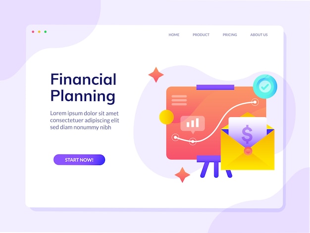 Modelo de página de destino do site de planejamento financeiro