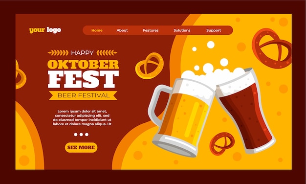 Modelo de página de destino plana para o festival oktoberfest