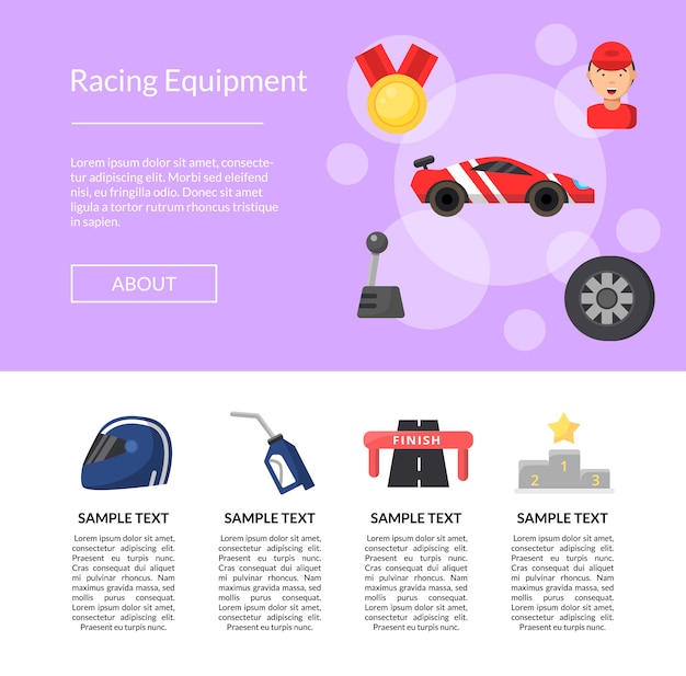 Modelo de página de ícones de corridas de carros