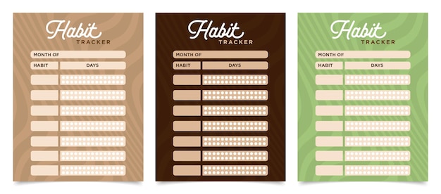 Modelo de página de rastreador de hábitos diário, semanal e mensal