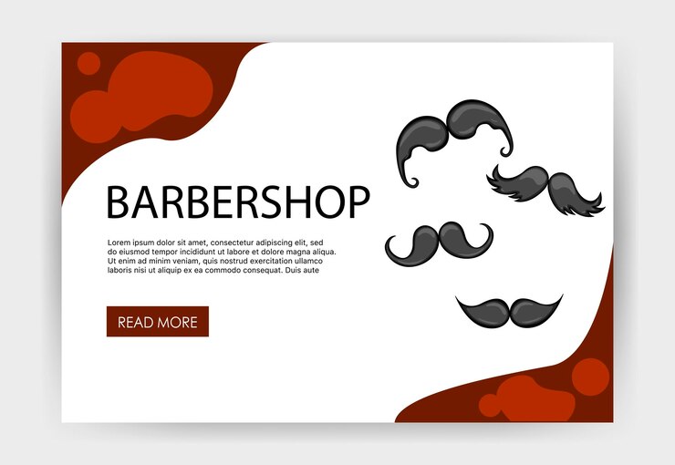 Vetor modelo de página inicial para o seu site com bigode engraçado ilustração em vetor estilo cartoon