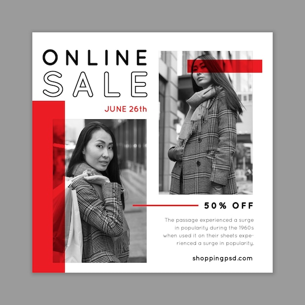 Modelo de panfleto de compras on-line
