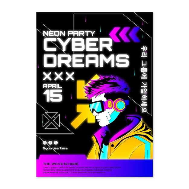 Modelo de panfleto de cyberpunk desenhado à mão