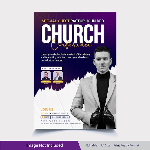 Vetor modelo de panfleto de igreja gradiente