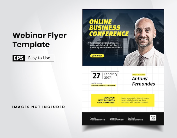 Vetor modelo de panfleto de negócios de conferência webinar