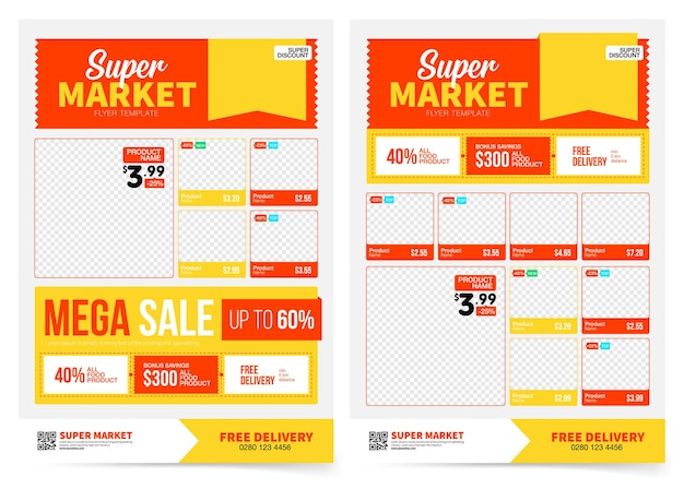 Vetor modelo de panfleto de promoção de produto de supermercado design de cartaz de loja anúncios de mercearia panfleto de supermercado