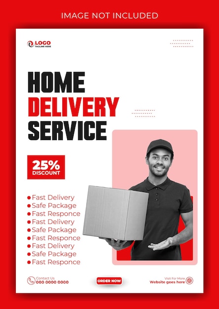 Modelo de panfleto de promoção de serviços de entrega