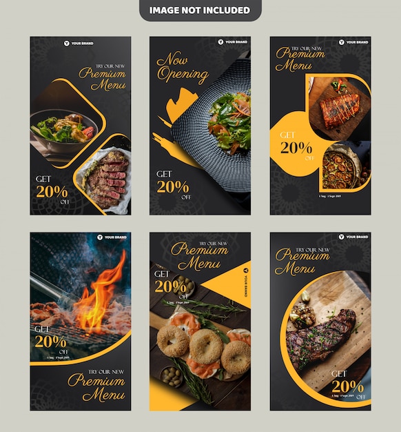 Modelo de panfleto de restaurante de bife ou banner de história do Instagram