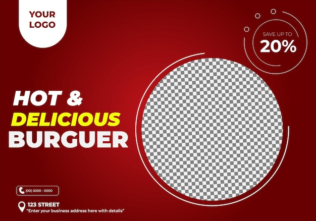 Vetor modelo de panfleto para restaurantes de fast food de hambúrguer totalmente editável