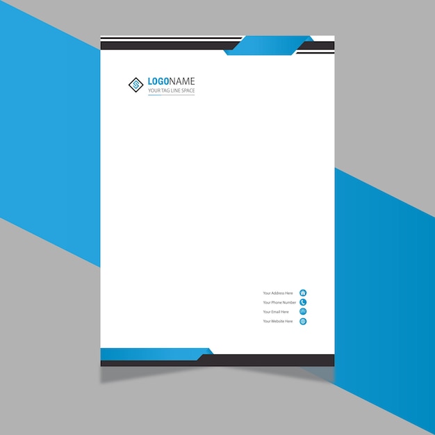 Modelo de papel de carta corporativa azul elegante