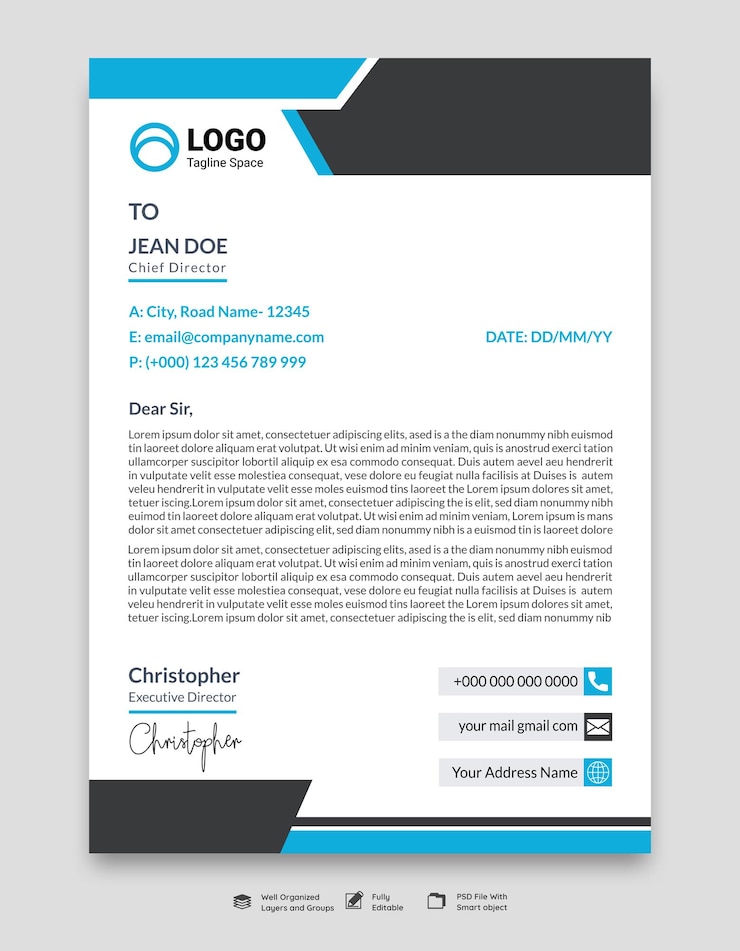 Vetor modelo de papel de carta de identidade corporativa a4 size pad design com layout de apresentação moderna